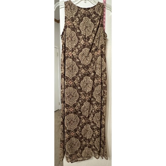 Kari New York VTG Brown Floral Paisley Dress Jacket Set Sleeveless Maxi Shift 10 - Picture 4 of 8